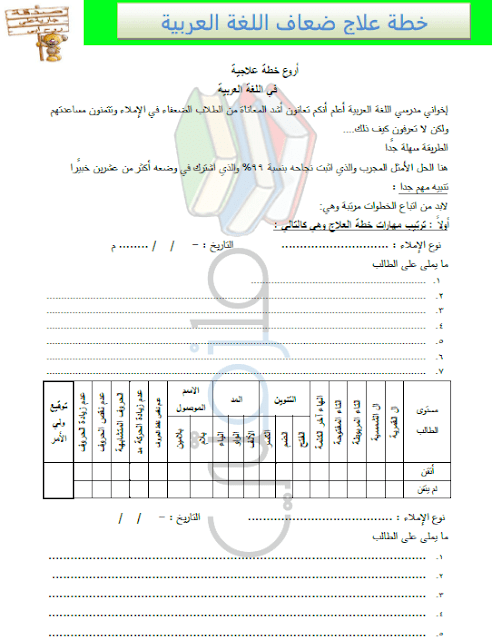 خطة علاج ضعاف القراءة والكتابة