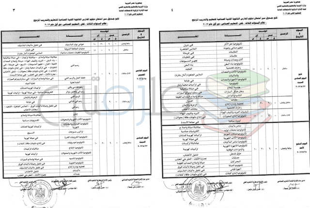 جدول امتحانات دبلوم المدارس الثانوية الفنية الصناعية ( نظام السنوات الثلاث ) دور اول 2017 – للتعليم والتدريب المزدوج لمهن التعليم الصناعي