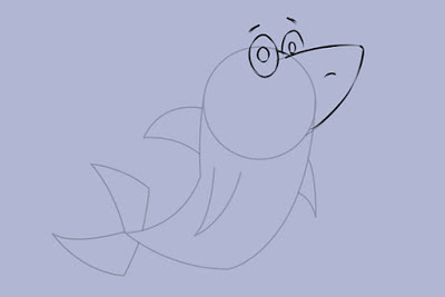 طريقة رسم سمكة قرش بالصور للأطفال