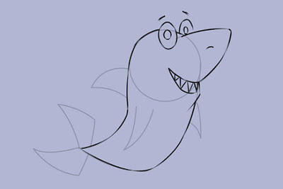 طريقة رسم سمكة قرش بالصور للأطفال