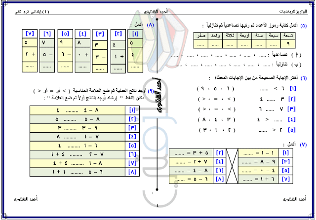 ملزمة حساب للصف الاول الابتدائي