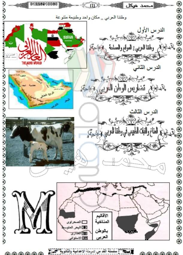 مذكرة دراسات اجتماعية للصف الثاني الاعدادي الترم الاول