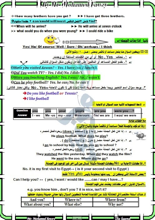 ملزمة لغة انجليزية للصف الثالث الاعدادي ترم اول