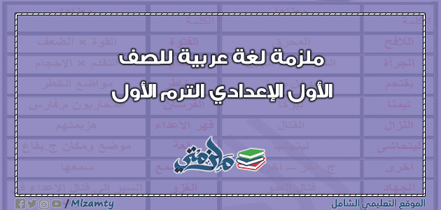 ملزمة لغة عربية للصف الأول الإعدادي ترم اول