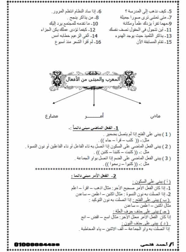 ملزمة نحو للصف الثاني الإعدادى الترم الأول