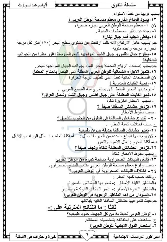 مراجعة دراسات للصف الثانى الاعدادى الترم الاول