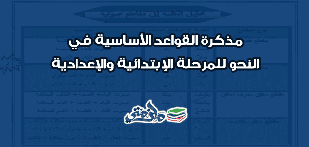 مذكرة القواعد الأساسية في النحو للمرحلة الإبتدائية والإعدادية