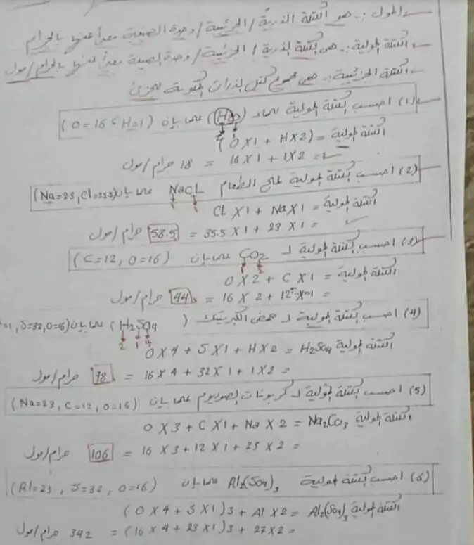 ملخص كيمياء للصف الأول الثانوي ترم أول