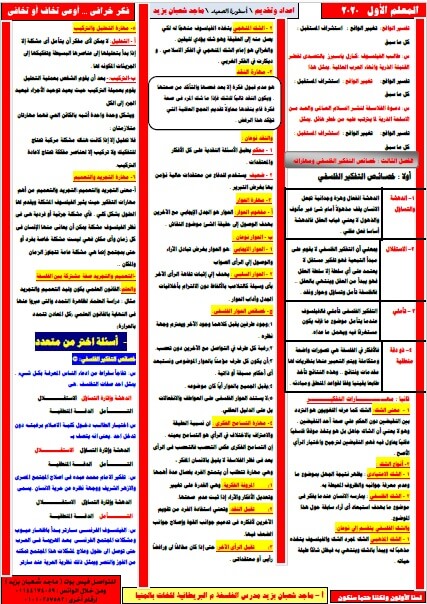 المراجعة النهائية فى الفلسفة للصف الاول الثانوى ترم اول