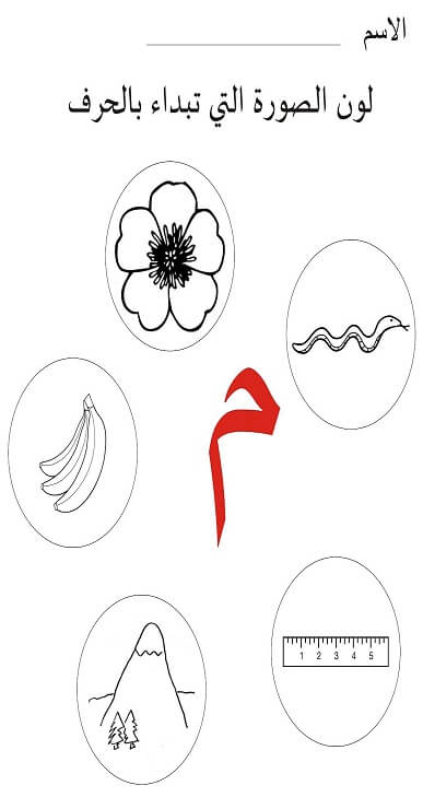 ورقة عمل حرف م الميم