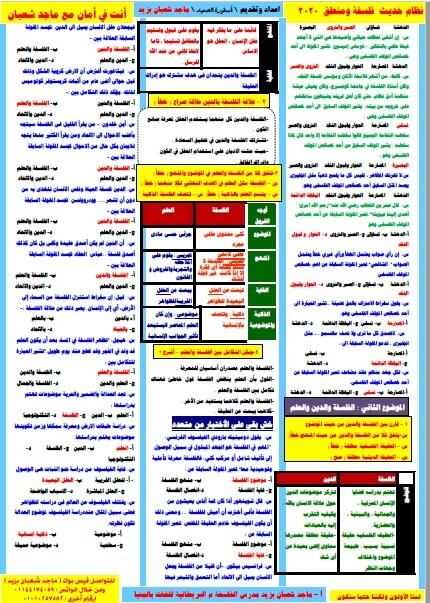 المراجعة النهائية فى الفلسفة والمنطق للصف الثاني الثانوي ترم اول