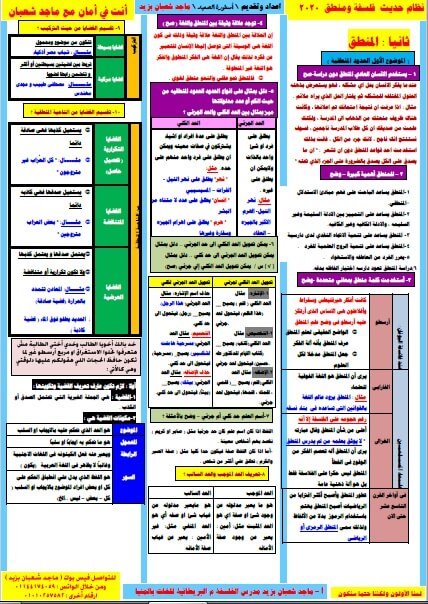 المراجعة النهائية فى الفلسفة والمنطق للصف الثاني الثانوي ترم اول