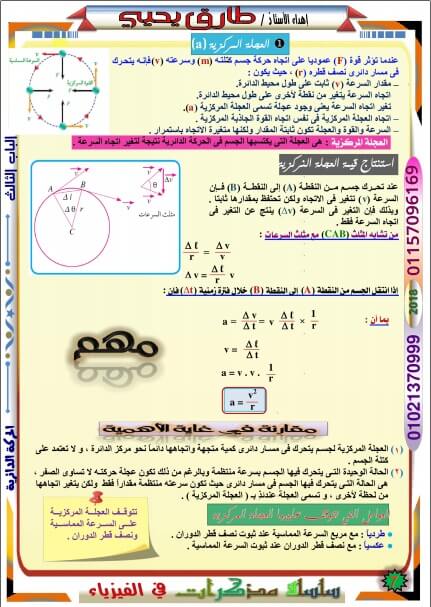 مذكرة فيزياء للصف الاول الثانوي الترم الثاني