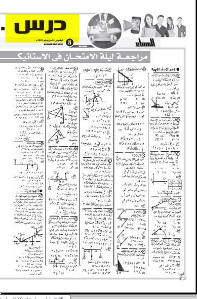 ملخص استاتيكا للصف الثالث الثانوي في ورقتين