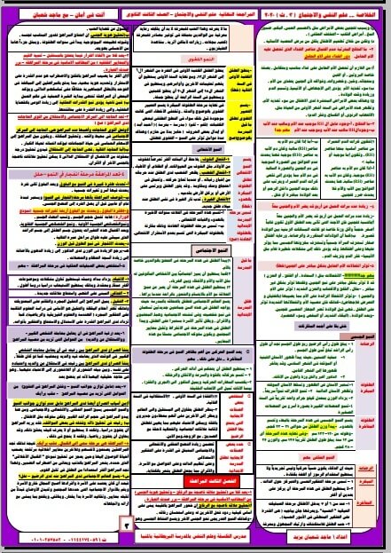 مراجعة ليلة الامتحان علم النفس والاجتماع للصف الثالث الثانوي