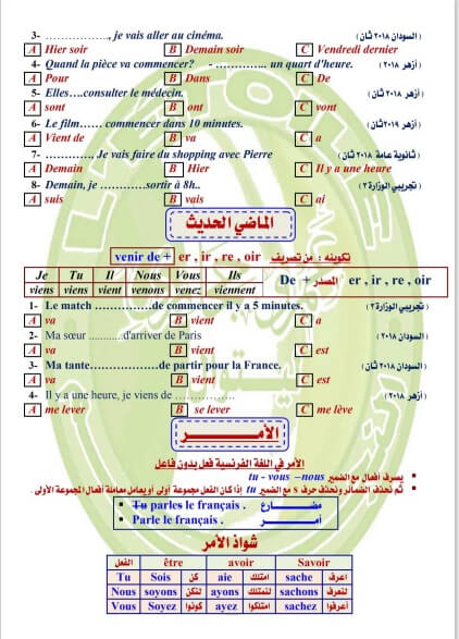 مراجعة ليلة الامتحان لغة فرنسية أهم القواعد ثانوية عامة