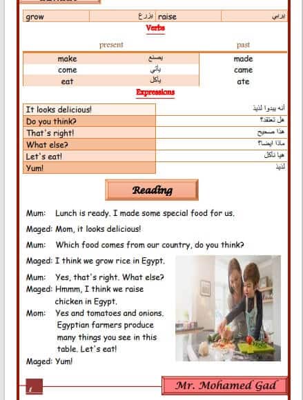 مذكرة اللغة الانجليزية رابعة ابتدائي المنهج الجديد ترم أول