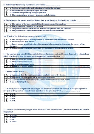 مذكرة chemistry للصف الثاني الثانوي الترم الاول سؤال وجواب