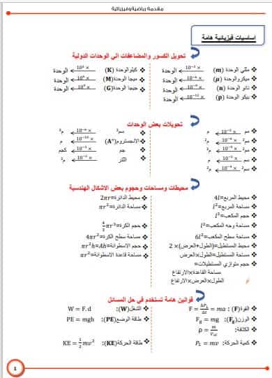 أهم مذكرة فيزياء للصف الثالث الثانوي