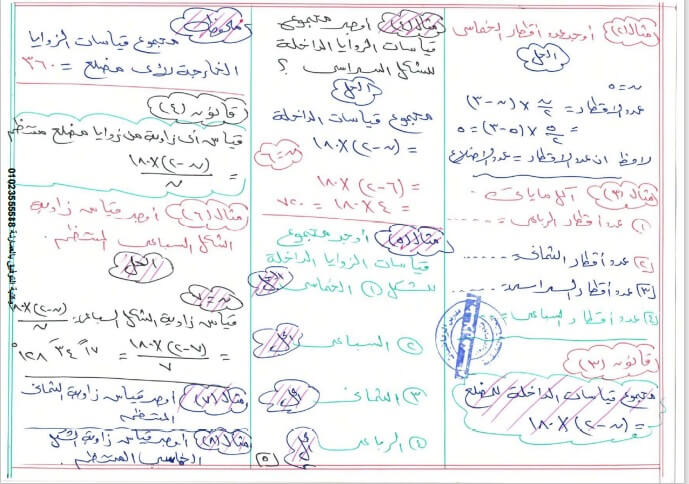 أقوى مذكرة شرح هندسة للصف الأول الإعدادي ترم ثاني