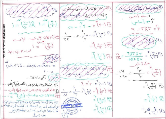 مذكرة شرح جبر للصف الأول الإعدادي ترم ثاني